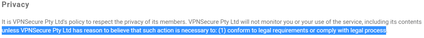 VPNSecure logging