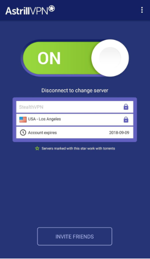 Astrill VPN app interface