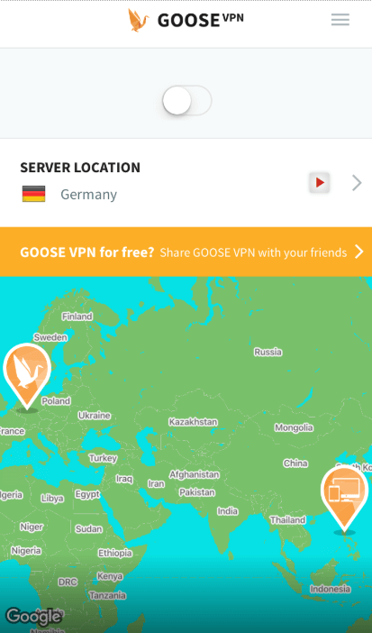 GooseVPN app interface