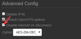 VPNSecure advanced security config
