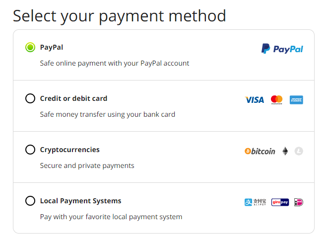 DotVPN payment method