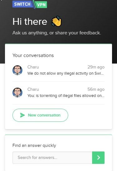 SwitchVPN live chat support