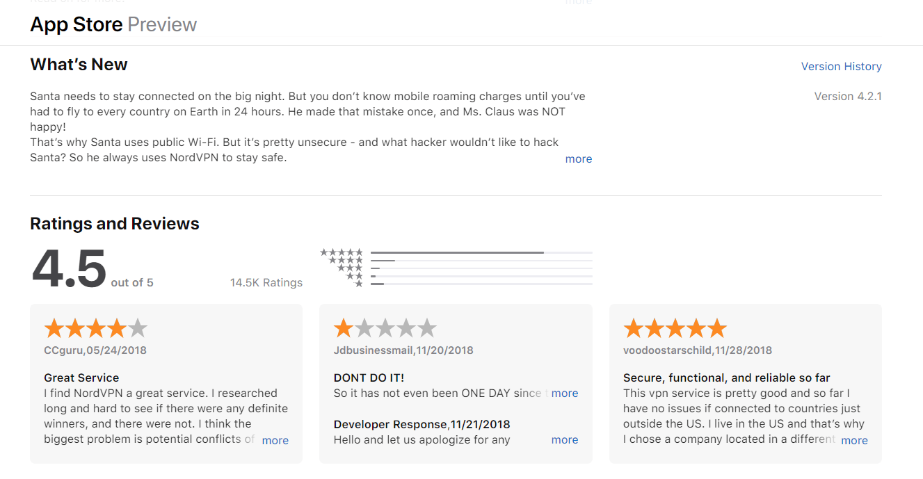 nordvpn app store reviews