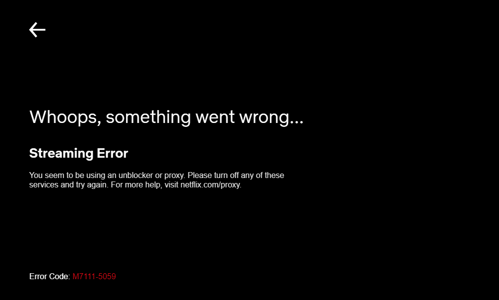 netflix streaming error due to VPN