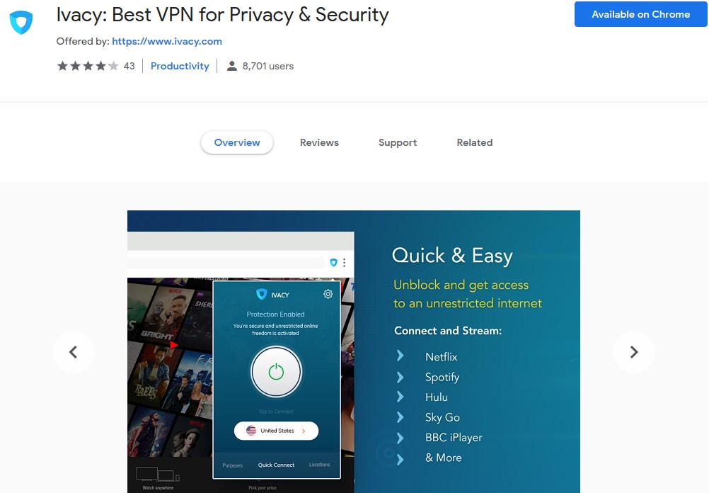 Ivacy VPN on Chrome