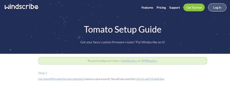windscribe vpn tomato setup guide