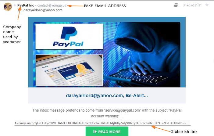 paypal phishing example spam beware