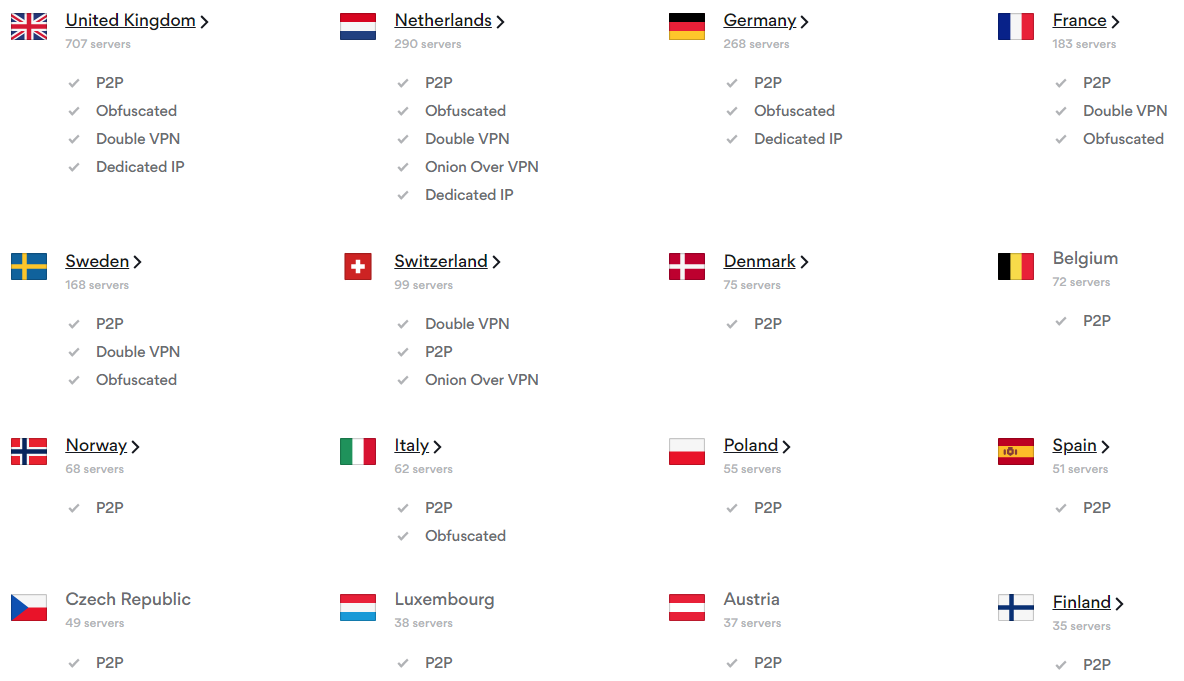 nordvpn servers in europe