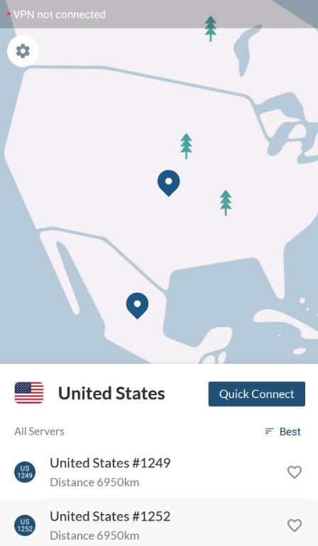 nordvpn android countries server selection
